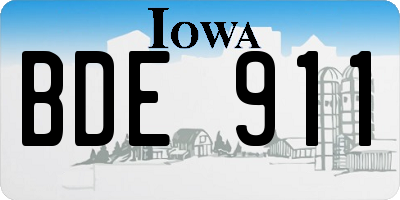 IA license plate BDE911