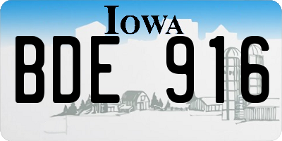 IA license plate BDE916