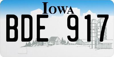 IA license plate BDE917