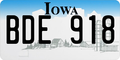 IA license plate BDE918