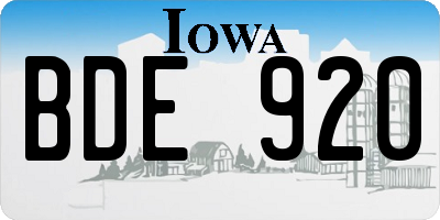 IA license plate BDE920