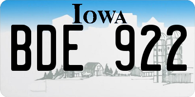 IA license plate BDE922