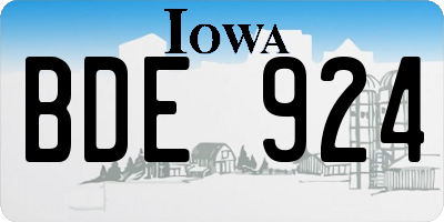 IA license plate BDE924