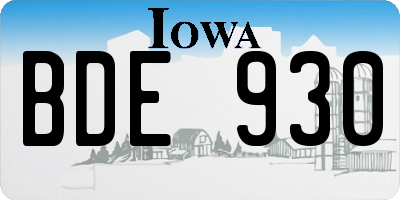 IA license plate BDE930