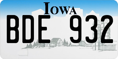 IA license plate BDE932