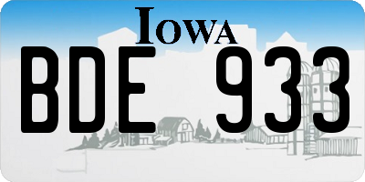 IA license plate BDE933