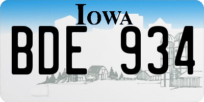 IA license plate BDE934