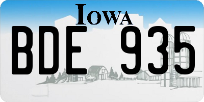 IA license plate BDE935