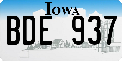 IA license plate BDE937