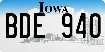 IA license plate BDE940