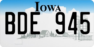 IA license plate BDE945