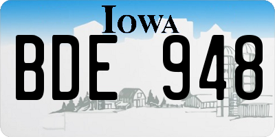IA license plate BDE948