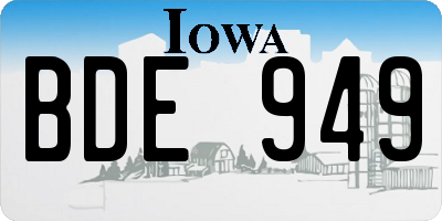 IA license plate BDE949