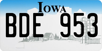 IA license plate BDE953