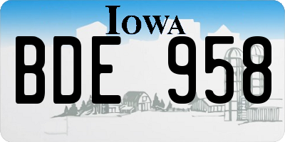 IA license plate BDE958