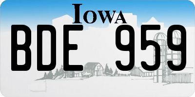 IA license plate BDE959
