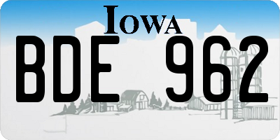 IA license plate BDE962