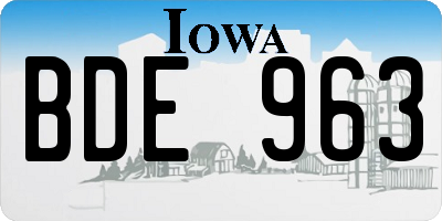 IA license plate BDE963