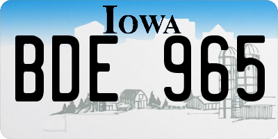 IA license plate BDE965