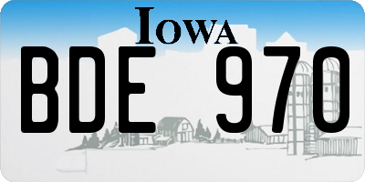 IA license plate BDE970