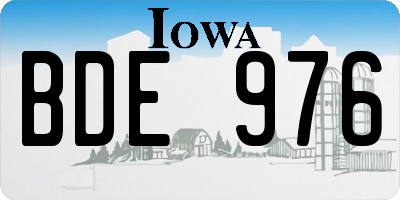 IA license plate BDE976