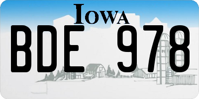 IA license plate BDE978