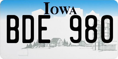 IA license plate BDE980