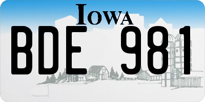 IA license plate BDE981