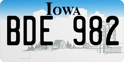 IA license plate BDE982