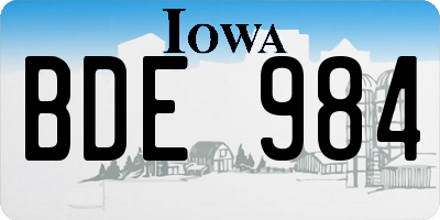IA license plate BDE984
