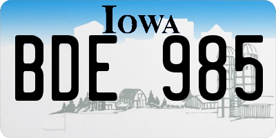 IA license plate BDE985