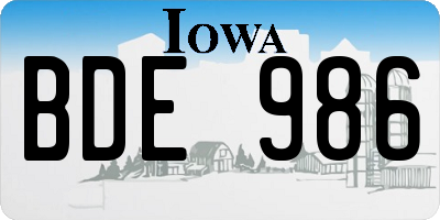 IA license plate BDE986