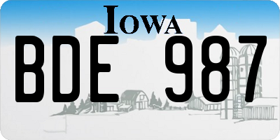IA license plate BDE987