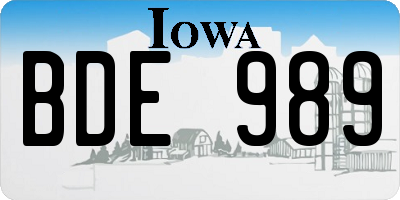 IA license plate BDE989
