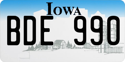 IA license plate BDE990
