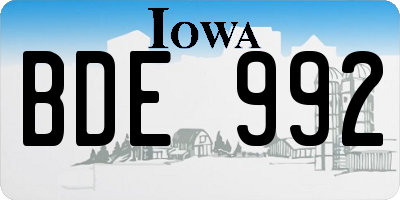 IA license plate BDE992