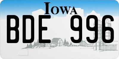 IA license plate BDE996