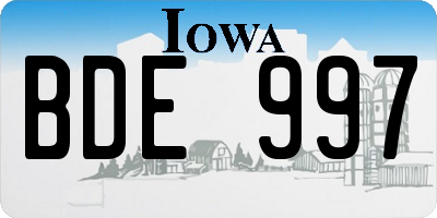 IA license plate BDE997