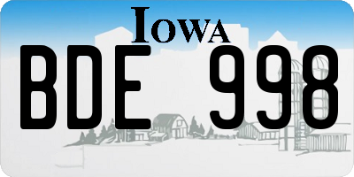 IA license plate BDE998