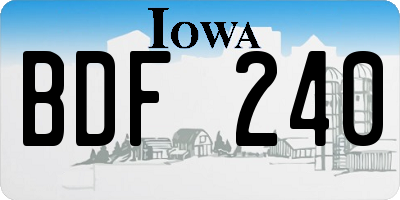 IA license plate BDF240