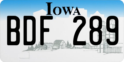 IA license plate BDF289
