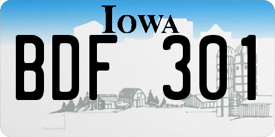 IA license plate BDF301