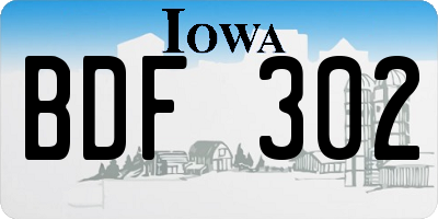 IA license plate BDF302