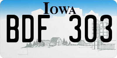 IA license plate BDF303