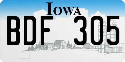 IA license plate BDF305
