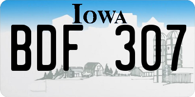 IA license plate BDF307