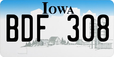 IA license plate BDF308