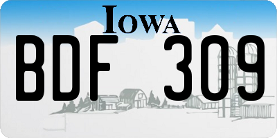 IA license plate BDF309