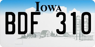 IA license plate BDF310