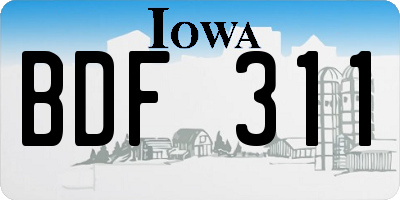 IA license plate BDF311